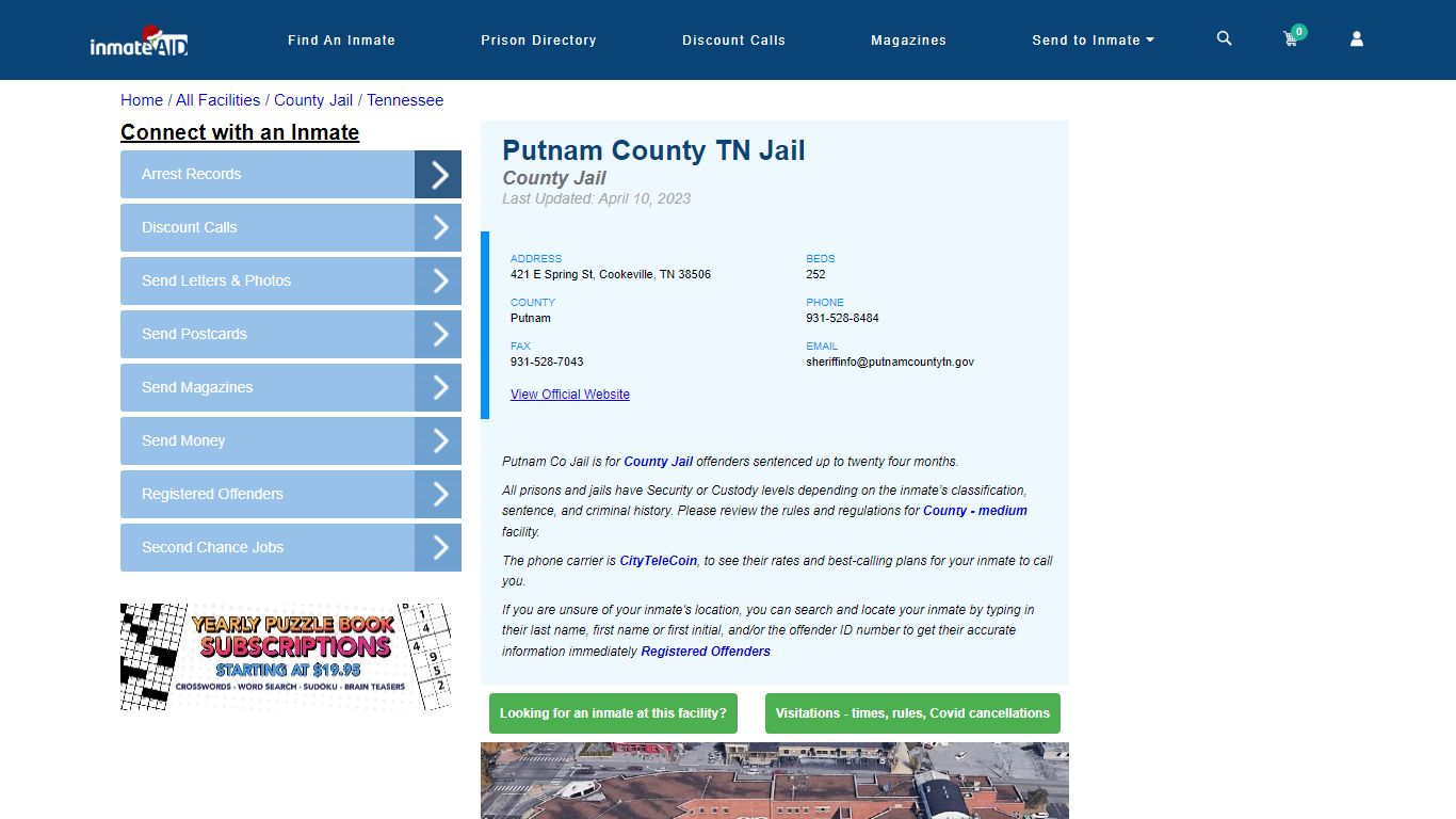 Putnam County TN Jail - Inmate Locator - Cookeville, TN